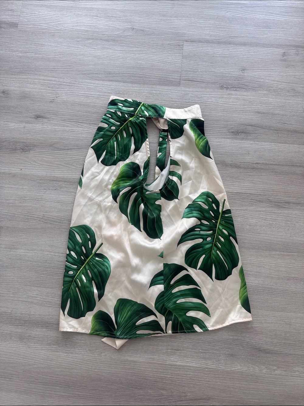 Cream Tropical Leaf Halter top small